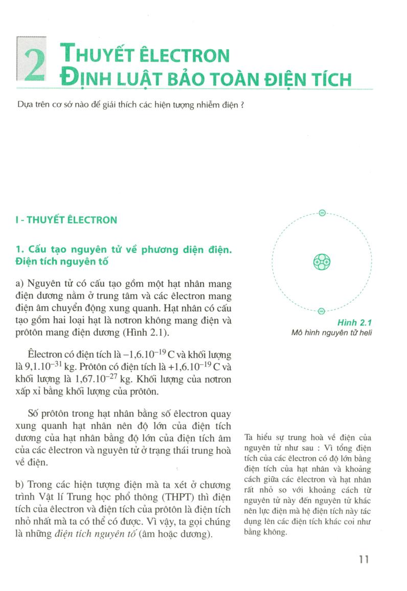 2. thuyết electron định luật bảo toàn điện tích